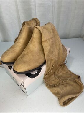 SO Over-the-Knee Suede Boots in Tan